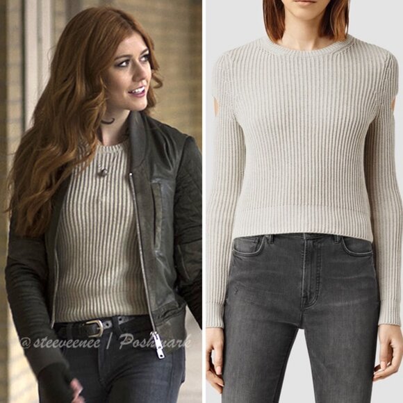 AllSaints Ria Cropped Sweater ASO Clary Fray - Picture 1 of 8